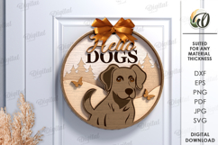 Dog Round Sign Laser Cut. Door Hanger SVG Product Image 1