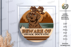 Dog Round Sign Laser Cut. Door Hanger SVG Product Image 1