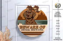 Dog Round Sign Laser Cut. Door Hanger SVG Product Image 1