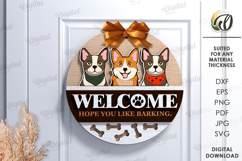 Dog Round Sign Laser Cut. Door Hanger SVG Product Image 1