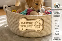 Pets toy basket sign Laser Cut. Dog svg Product Image 1