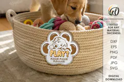 Pets toy basket sign Laser Cut. Dog svg Product Image 1