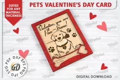 Pets Valentine's Day Card Laser Cut. Dog Greeting Card SVG Product Image 1