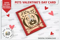 Pets Valentine's Day Card Laser Cut. Dog Greeting Card SVG Product Image 1