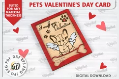 Pets Valentine's Day Card Laser Cut. Dog Greeting Card SVG Product Image 1