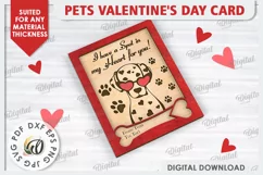 Pets Valentine's Day Card Laser Cut. Dog Greeting Card SVG Product Image 1