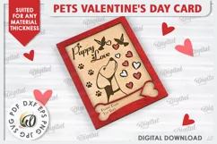 Pets Valentine's Day Card Laser Cut. Dog Greeting Card SVG Product Image 1