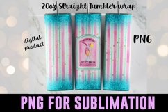 pink and blue striped tumbler mockup on bokeh light background