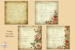 Vintage Script Background Digital Papers Product Image 2