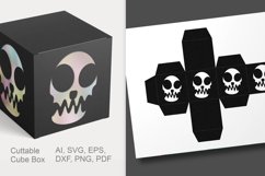 Phantom Skull Cuttable Cube Favor Box with Holes SVG