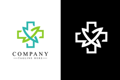 Modern Pharmacy Logo with Medical Cross and Leaf Elements Product Image 1