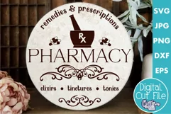 Vintage Farmhouse Home Round Sign Svg | Pharmacy Product Image 1