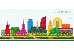 Phnom Penh Cambodia City Skyline with Color Buildings. Product Image 1