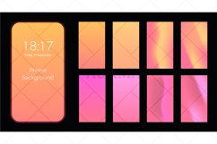 Phone gradient background with saturated colors. Pink and orange colors abstract background. Applicable for mobile phone lock screens, templates, mockups. Vector illustration