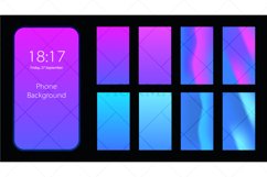 Phone gradient background with saturated colors. Pink and blue colors abstract background. Applicable for mobile phone lock screens, templates, mockups. Vector illustration