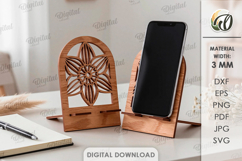 3D Phone Holder Laser Cut. Phone Stand SVG Product Image 1