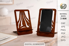 3D Phone Holder Laser Cut. Phone Stand SVG Product Image 1