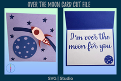 Over the Moon Card Cut File - Space Valentine's Day Card SVG Product Image 2