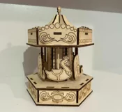 3D Wooden Carousel Laser Cut Design. Wooden Kids Toy SVG Product Image 5