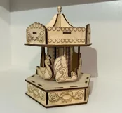 3D Wooden Carousel Laser Cut Design. Wooden Kids Toy SVG Product Image 6