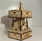 3D Wooden Carousel Laser Cut Design. Wooden Kids Toy SVG Product Image 5