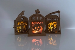 SPOOKY Tombstone Candle Holder - Halloween Lantern Template Product Image 7