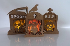 SPOOKY Tombstone Candle Holder - Halloween Lantern Template Product Image 6