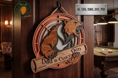 Dad's Cozy Den 3D Layered Bear Sign Product Image 1