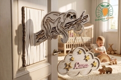 Sloth Nursery Name Sign Laser Cut File SVG Product Image 2