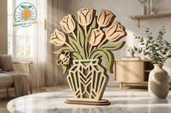 3mm 3D Tulip Vase Laser Cut SVG DXF Product Image 2