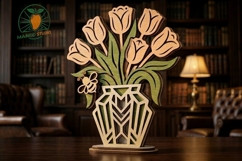 3mm 3D Tulip Vase Laser Cut SVG DXF Product Image 3