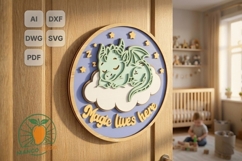 Dragon Nursery Sign SVG DXF Laser Cut File Product Image 1