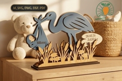 Stork Baby Birth Metric SVG Laser Cut File Product Image 1