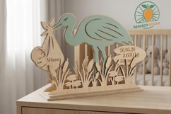 Stork Baby Birth Metric SVG Laser Cut File Product Image 2