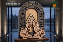 3D Viking Wolves Laser Cut File 3mm SVG Product Image 1