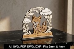 Fox Baby Birth Announcement Laser SVG DXF Product Image 1