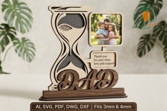 3D Dad Hourglass Photo Frame Laser SVG Product Image 1