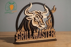3D Bull Grill Master Layered Laser File Product Image 3