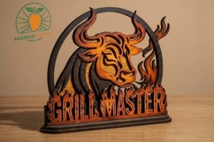 3D Bull Grill Master Layered Laser File Product Image 2