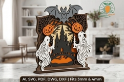3D Halloween Castle Laser Cut Stand Product Image 1