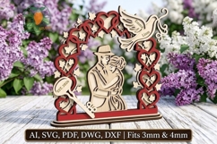 3D Wedding Couple Heart Arch Laser SVG Product Image 1