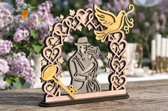 3D Wedding Couple Heart Arch Laser SVG Product Image 3