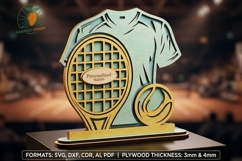 3D Layered Wooden Tennis Trophy SVG Product Image 1