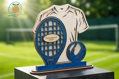 3D Layered Wooden Tennis Trophy SVG Product Image 2