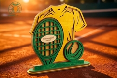 3D Layered Wooden Tennis Trophy SVG Product Image 3