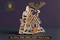 3D Halloween Haunted House Laser SVG File Product Image 1