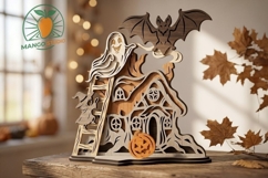 3D Halloween Haunted House Laser SVG File Product Image 2