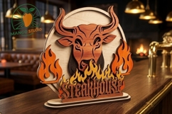 3D Bull Steakhouse Layered Laser Cut SVG Product Image 2