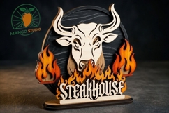 3D Bull Steakhouse Layered Laser Cut SVG Product Image 3