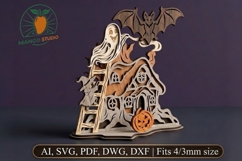 3D Halloween Haunted House Laser SVG File Product Image 1